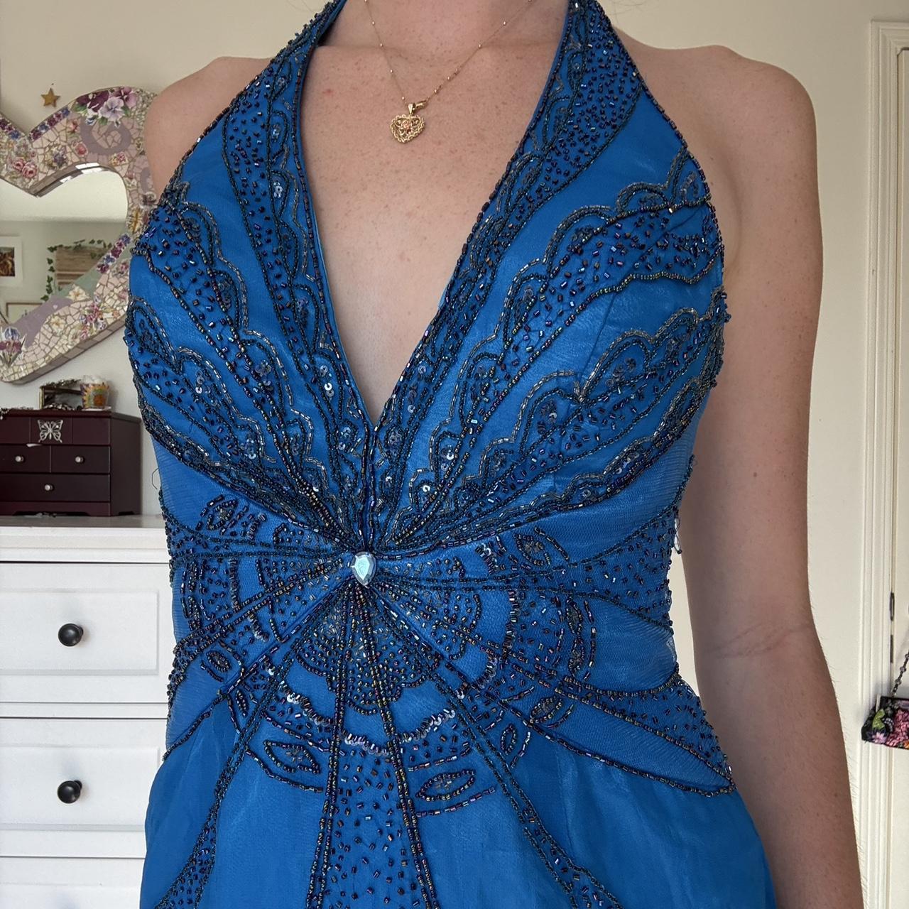 Blue Beaded Sparkling Long Fashion Prom Dress Evening Dress Party Dress nv4681
