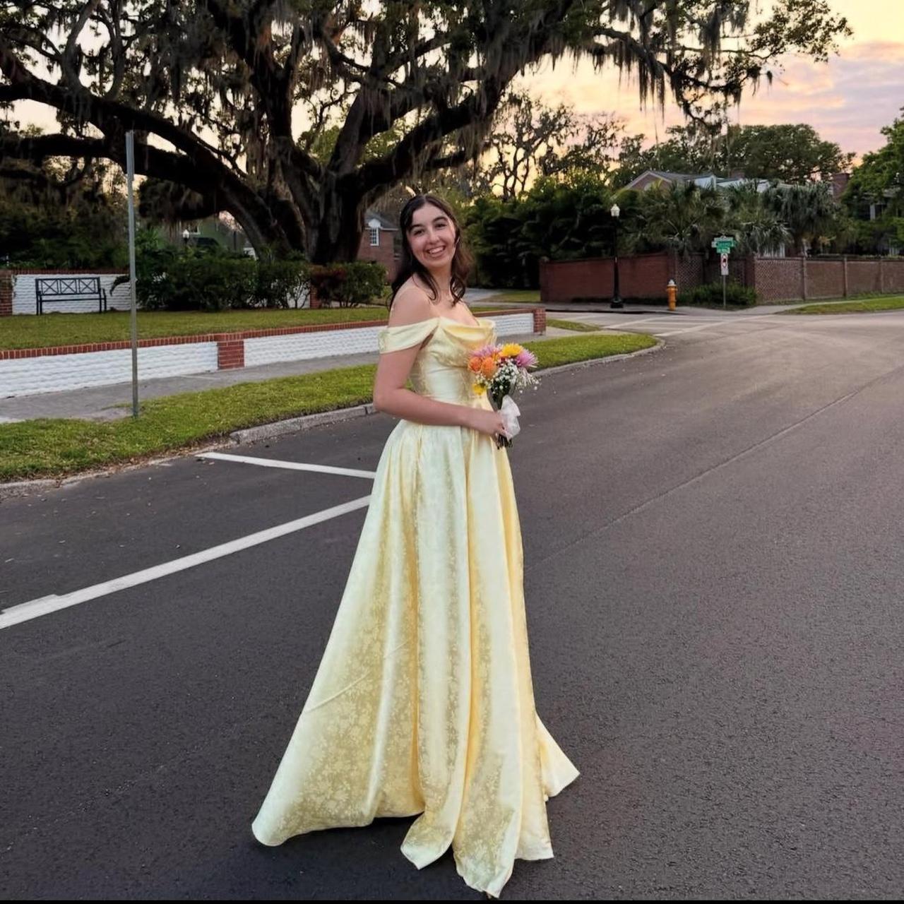 Yellow Elegant Long Off Shoulder Satin Ball Gown Evening Dress Party Dress nv4214