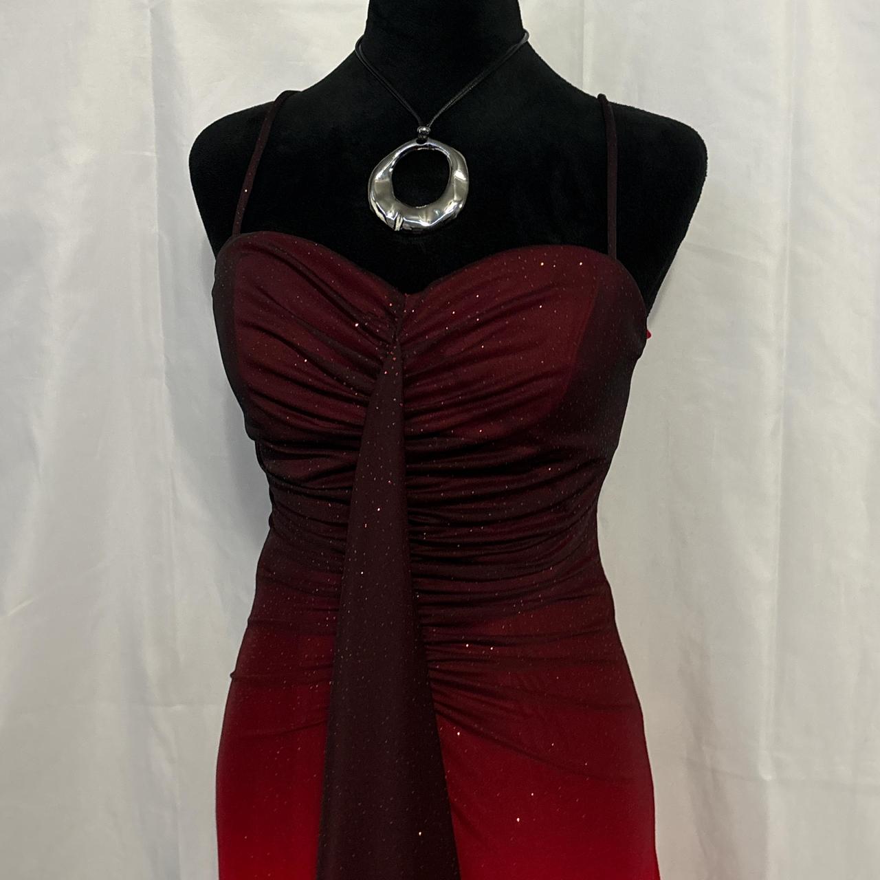 Red black shiny elegant long chiffon party dress evening gown prom dress nv4595