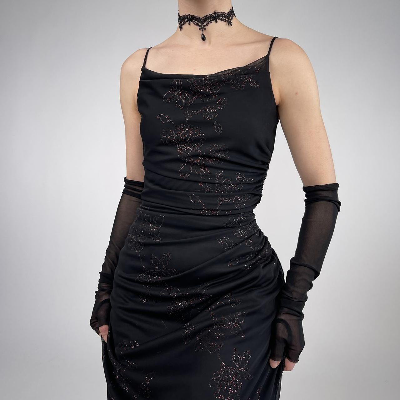 Black shiny vintage fashion exquisite floral beading spaghetti straps long elegant Chiffon ruffles ball gown evening dress party dress prom dress nv3756