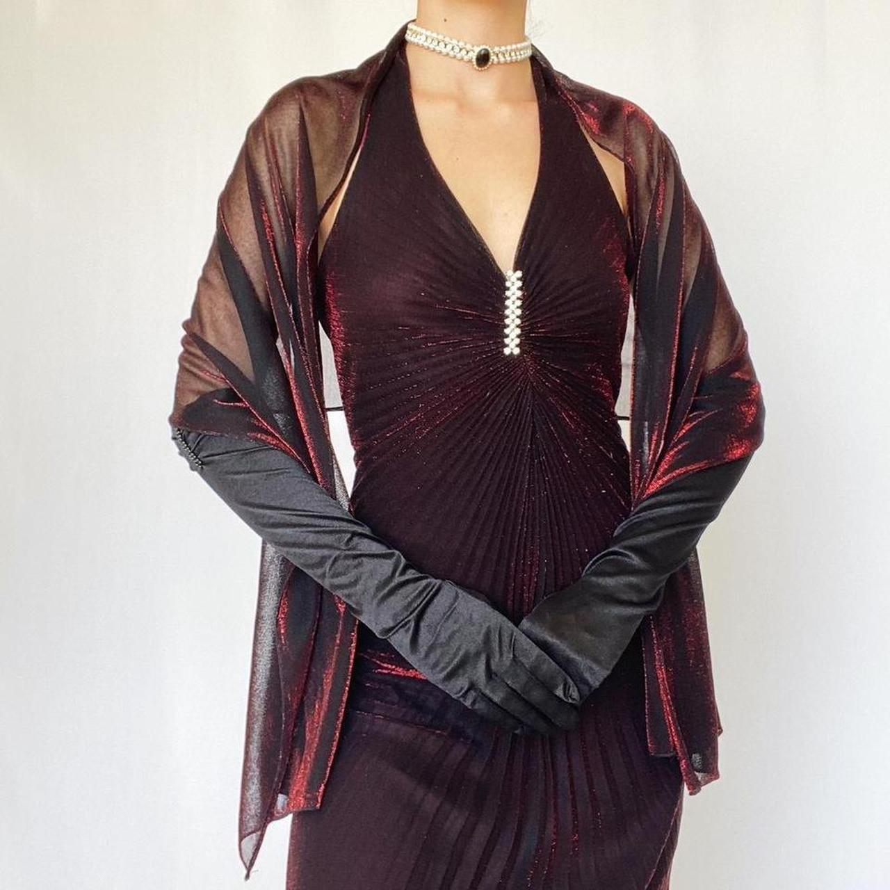 Black and red glitter sexy retro elegant exquisite rhinestone halter neck sling backless long chiffon tulle fairy ball gown evening dress birthday party dress prom dress nv4003