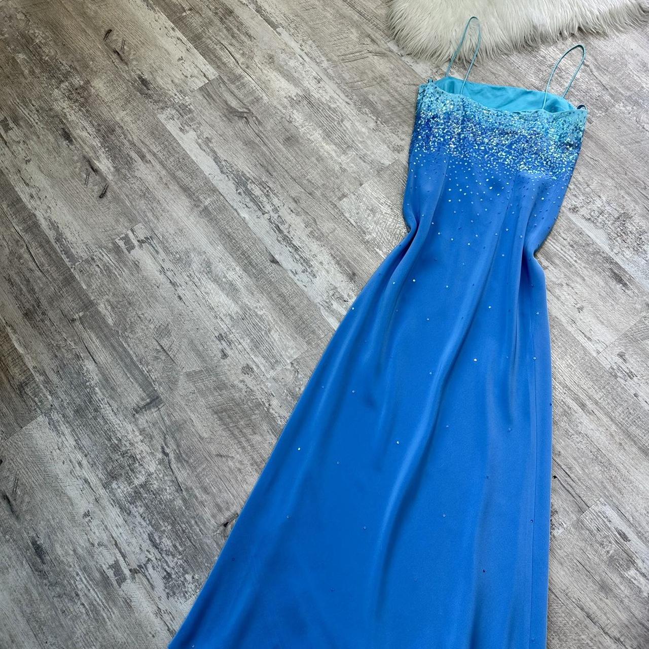 NiceVestidos-Blue shiny sequins beautiful exquisite long satin chiffon formal prom dress nv5453