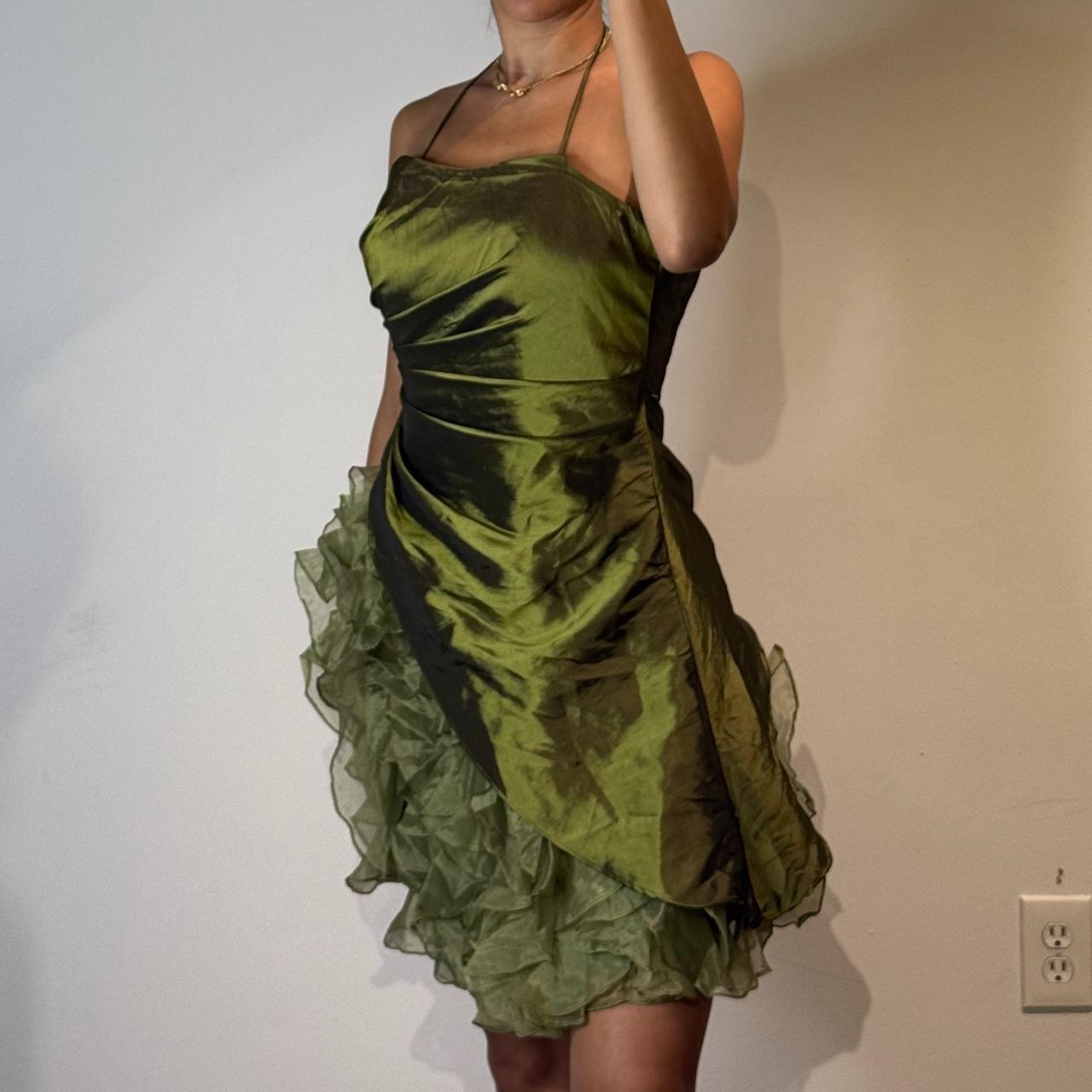 Green Fashion Homecoming Dress Short Satin Tulle Birthday Party Dress nv4616