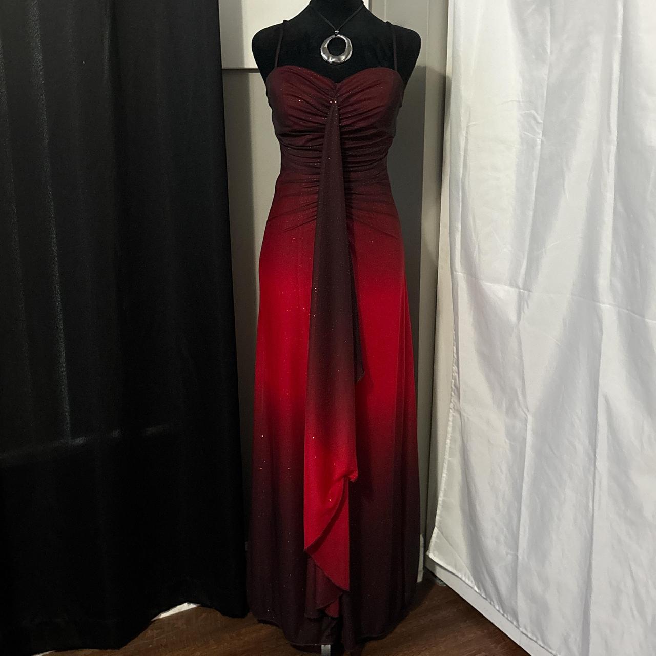 Red black shiny elegant long chiffon party dress evening gown prom dress nv4595