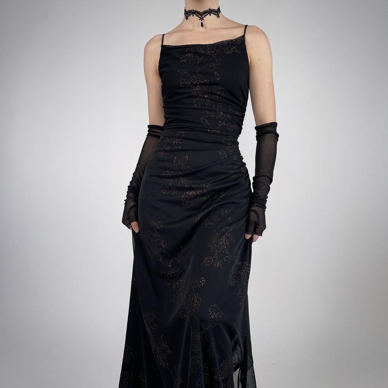 Black shiny vintage fashion exquisite floral beading spaghetti straps long elegant Chiffon ruffles ball gown evening dress party dress prom dress nv3756