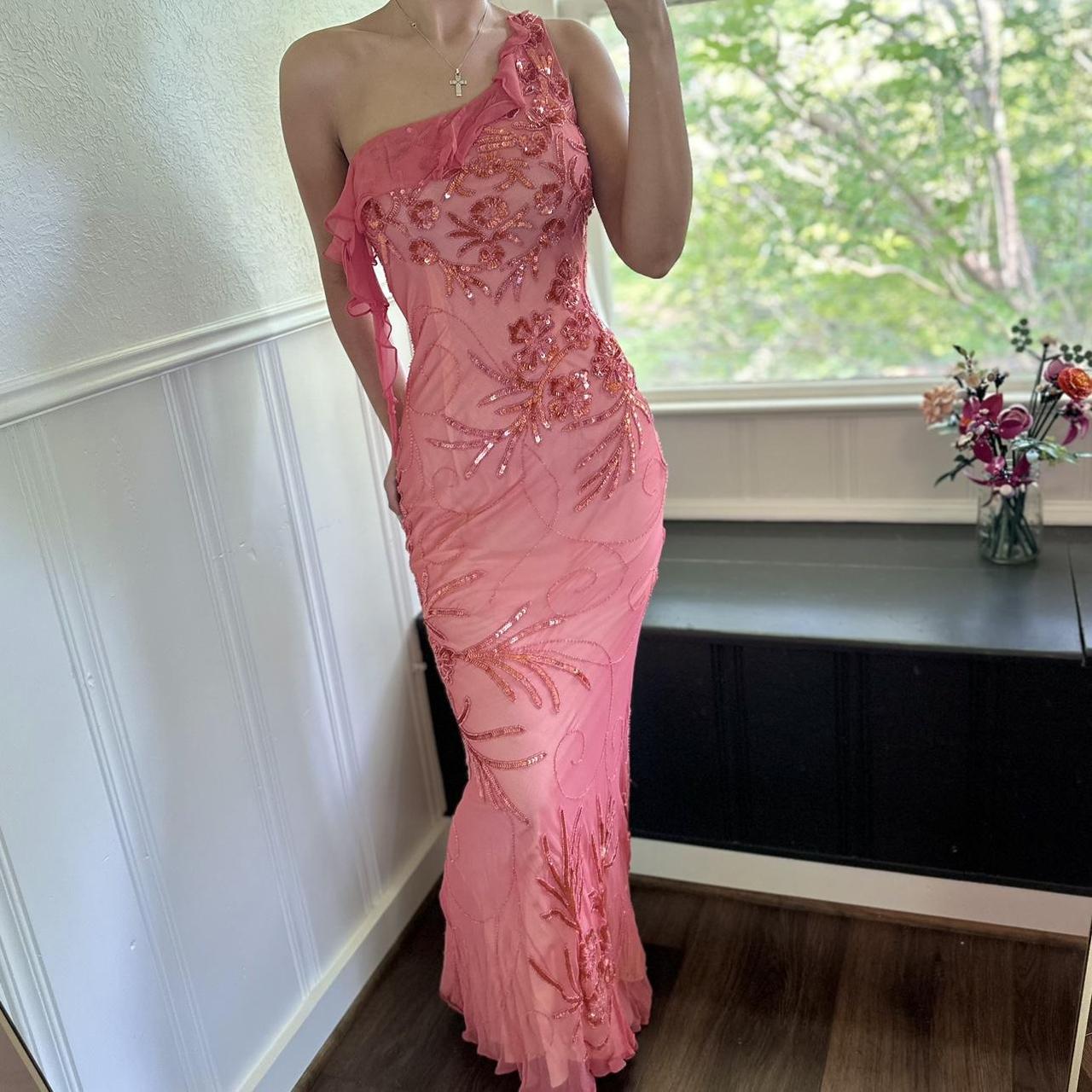 Pink Gorgeous Exquisite Floral Beaded Long Chiffon Ball Gown Evening Dress Party Dress nv4612