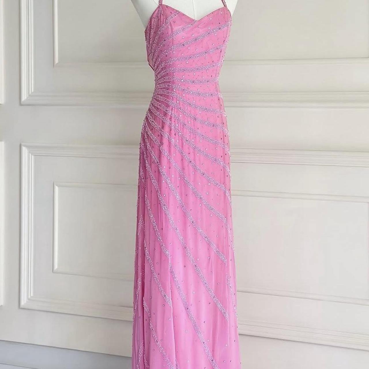 Vintage pink 90s y2k fairy boho crystal beaded embroidery sweetheart neckline long prom dress evening gown party dress nv4409
