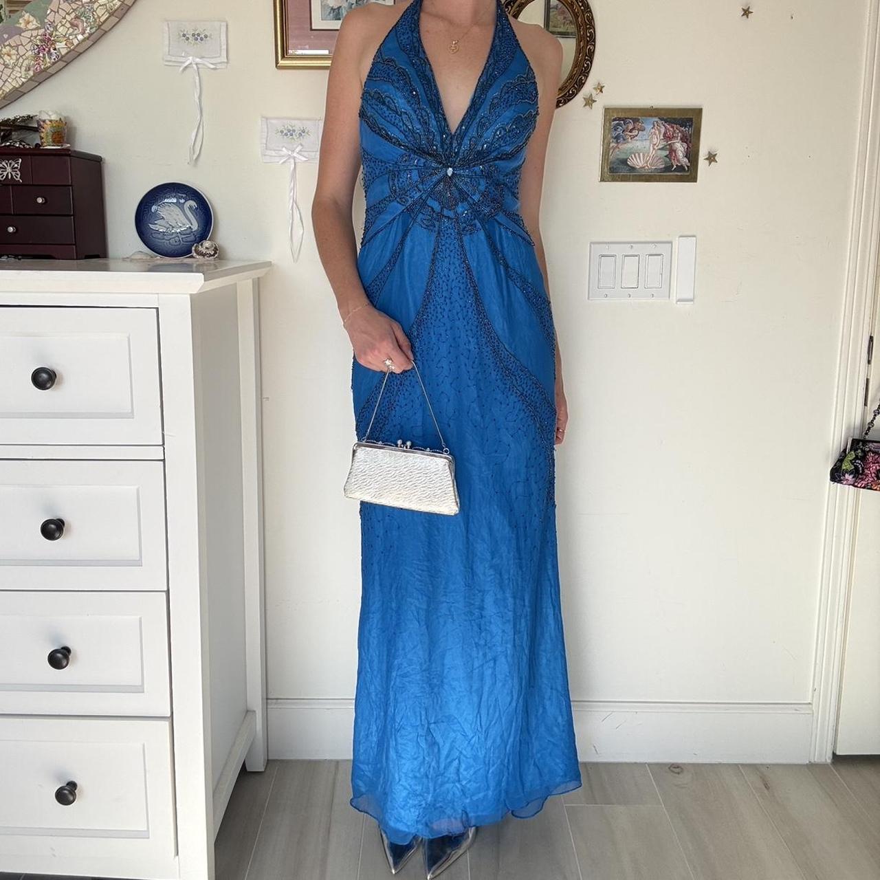 Blue Beaded Sparkling Long Fashion Prom Dress Evening Dress Party Dress nv4681