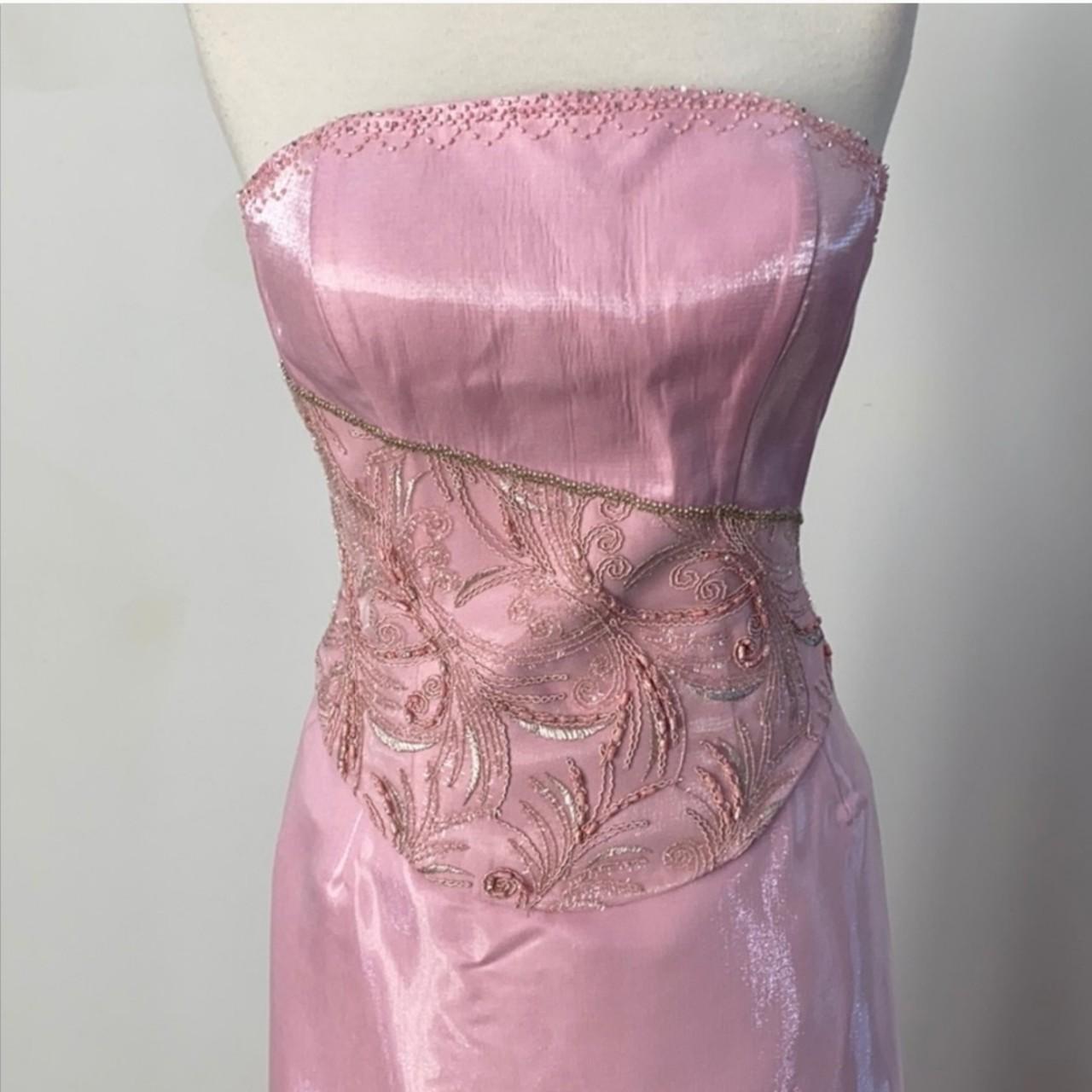 Pink Stunning Fairy Tie-Up Corset Corset Floral Beaded Long Satin Evening Dress Party Dress 2 Piece Corset Prom Dress nv3746