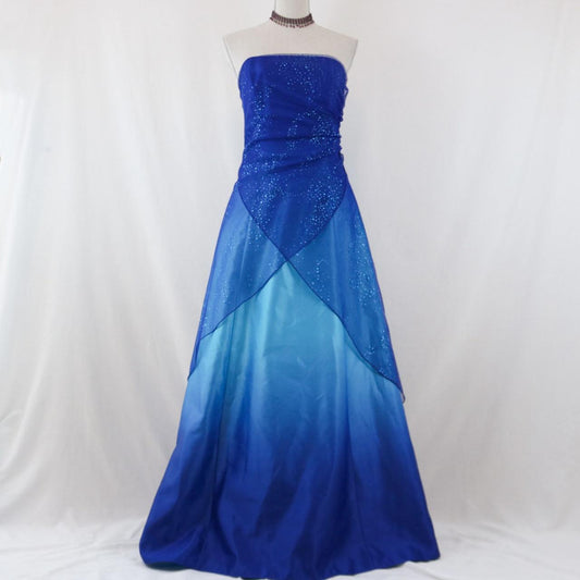 Dark Blue Shiny Gradient Long Tulle Prom Dress Evening Dress Party Dress nv4979