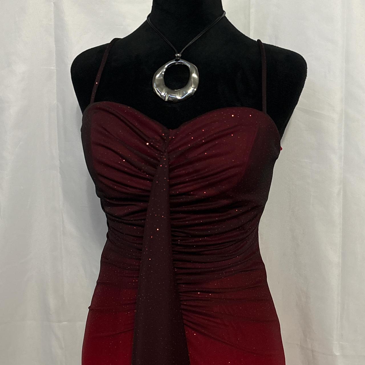Red black shiny elegant long chiffon party dress evening gown prom dress nv4595