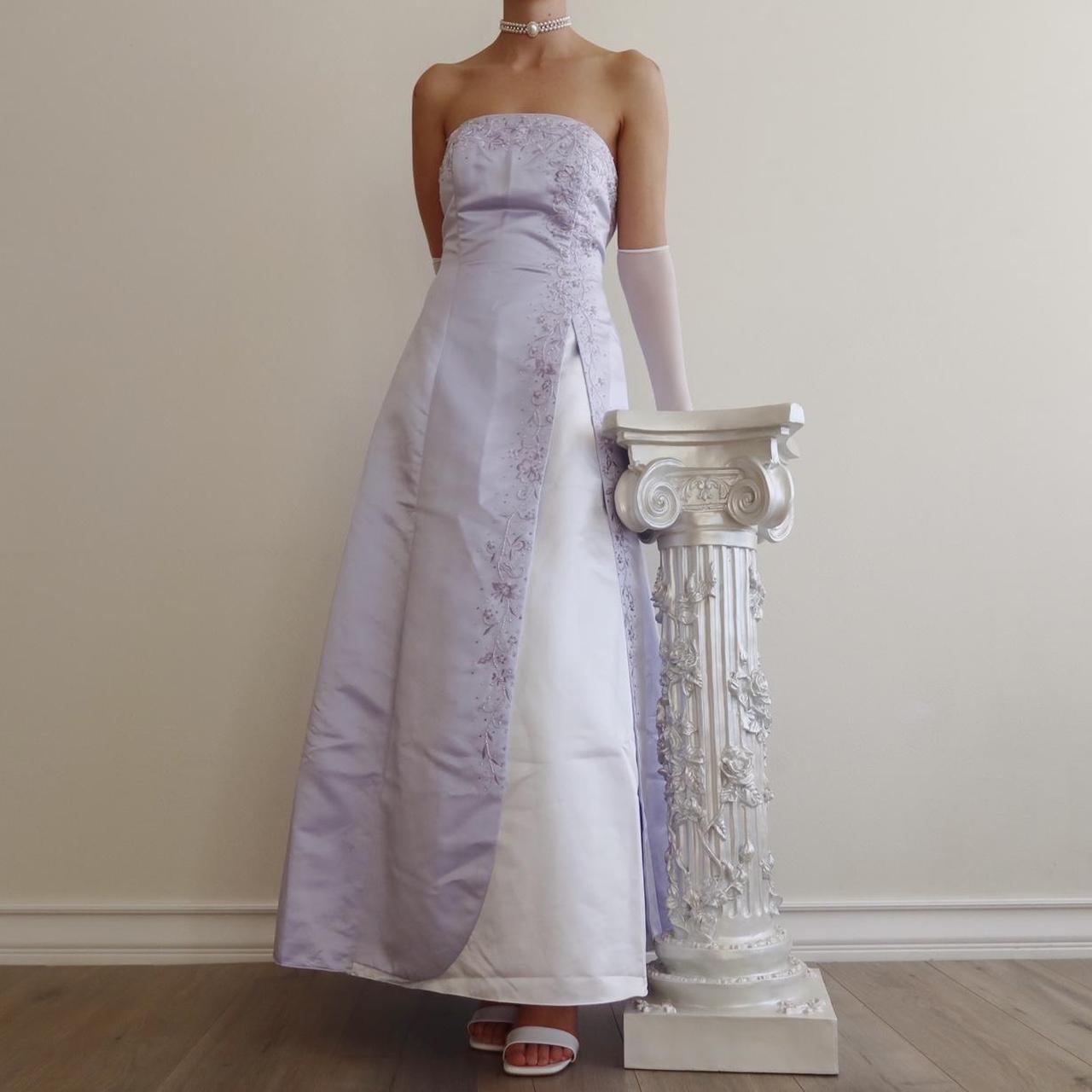 Light Purple Vintage Elegant Exquisite Floral Beading Long Satin Tulle Ball Gown Evening Dress Birthday Party Dress Prom Dress nv4001