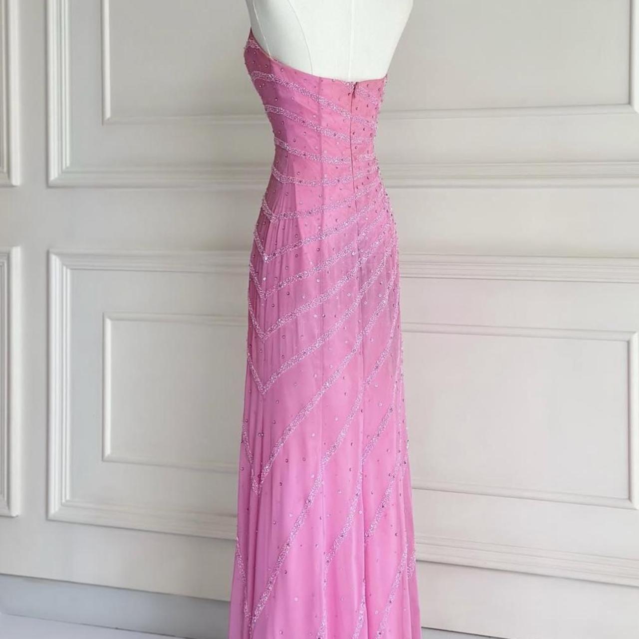 Vintage pink 90s y2k fairy boho crystal beaded embroidery sweetheart neckline long prom dress evening gown party dress nv4409