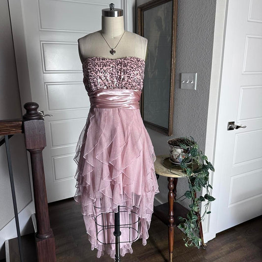 Pink Sequin Short Chiffon Homecoming Dress Prom Dress Birthday Party Dress nv4665