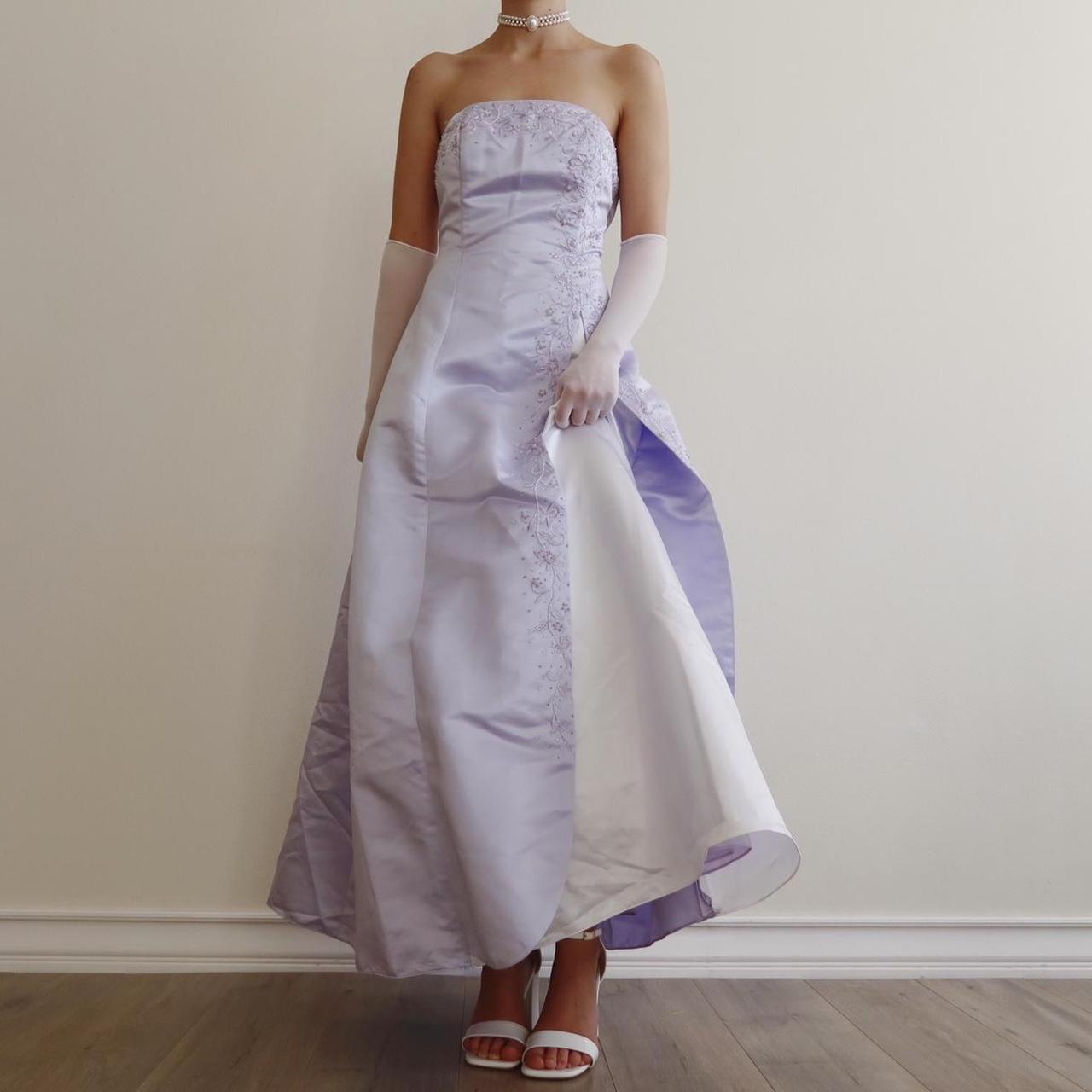 Light Purple Vintage Elegant Exquisite Floral Beading Long Satin Tulle Ball Gown Evening Dress Birthday Party Dress Prom Dress nv4001