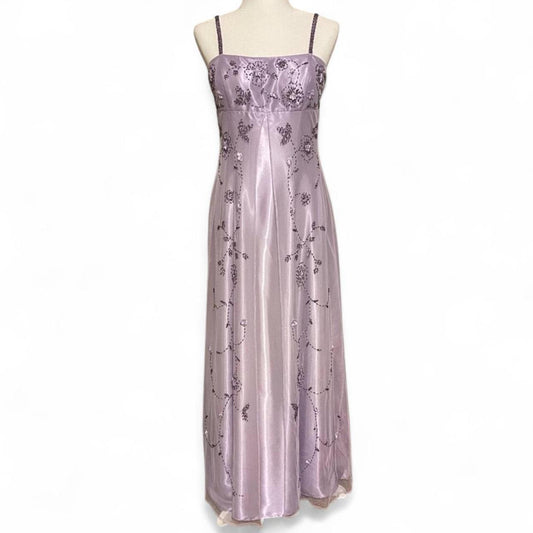 Lavender purple exquisite beaded spaghetti strap long chiffon retro dress prom dress nv5411
