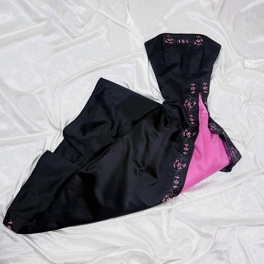 Black pink purple exquisite floral satin prom dress 90s long prom nv5373