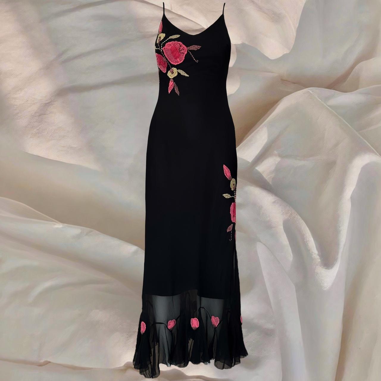 Black gorgeous red floral beaded asymmetric midi prom ball gown evening gown party dress nv4576