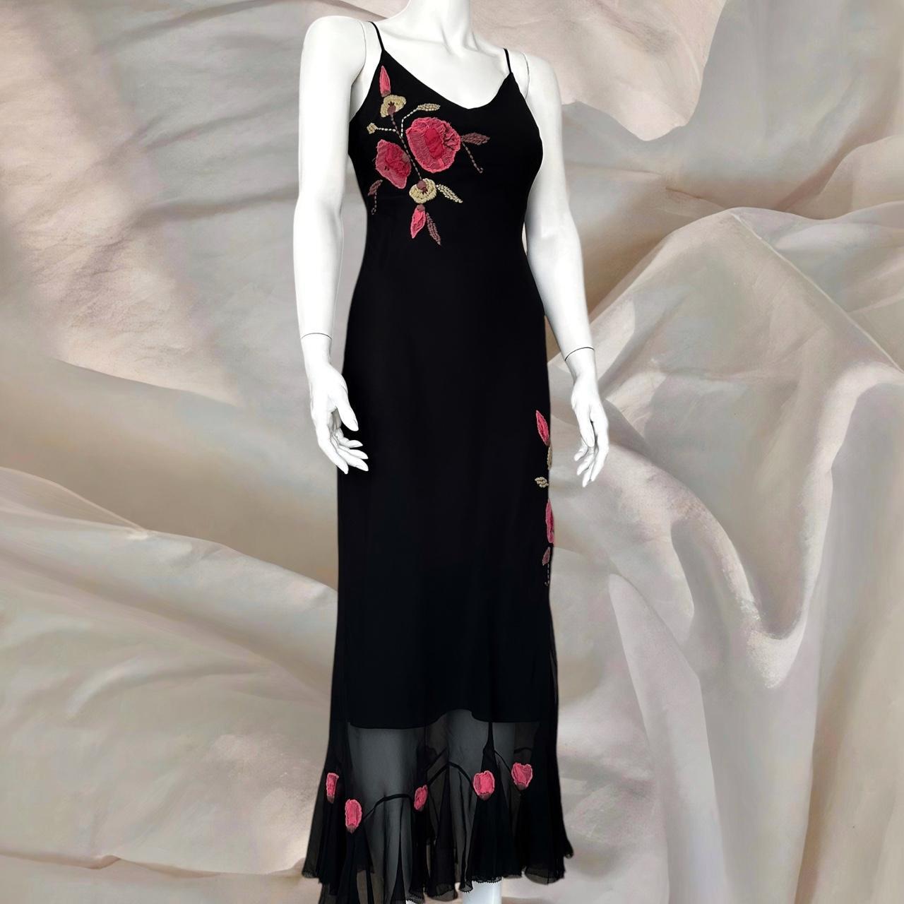Black gorgeous red floral beaded asymmetric midi prom ball gown evening gown party dress nv4576