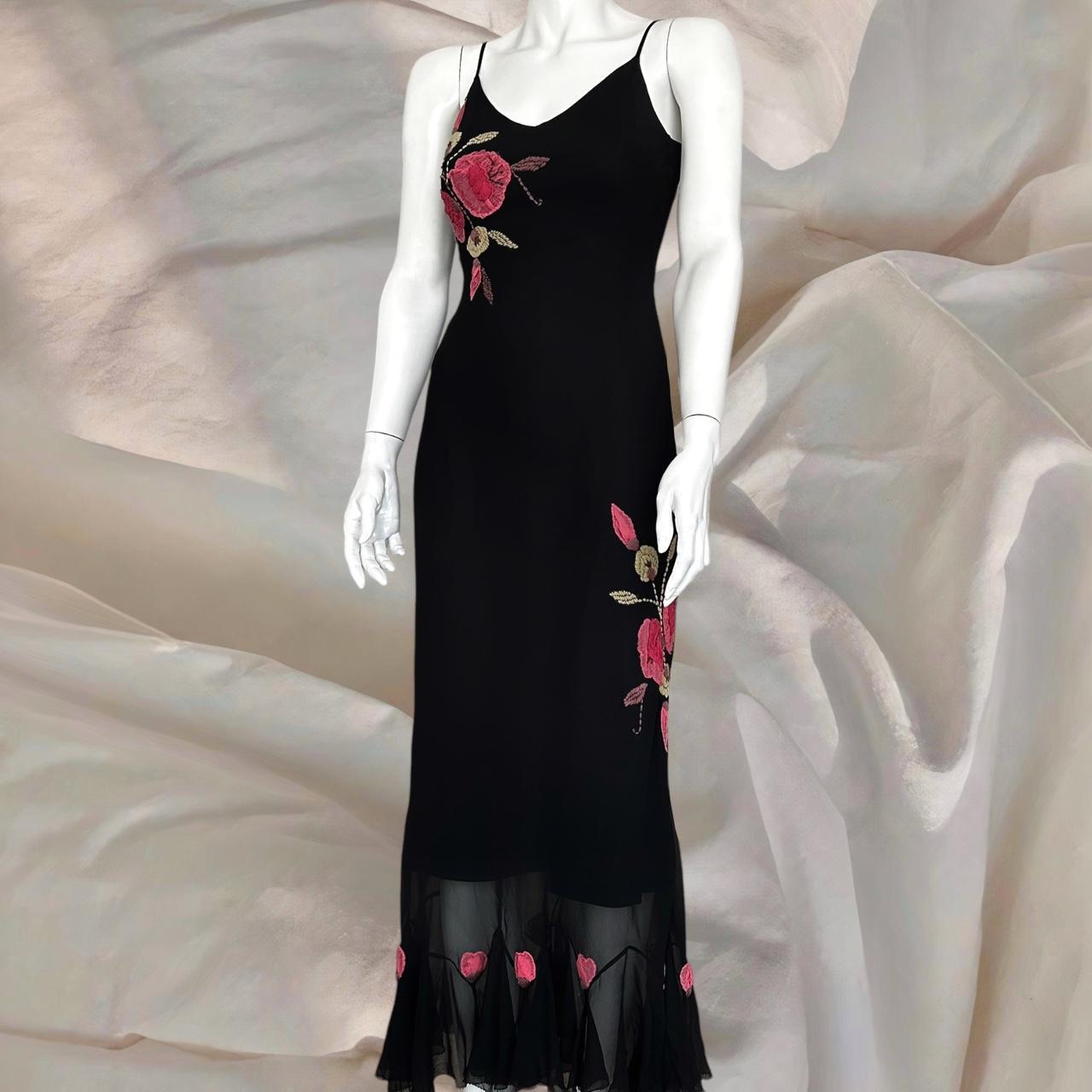 Black gorgeous red floral beaded asymmetric midi prom ball gown evening gown party dress nv4576