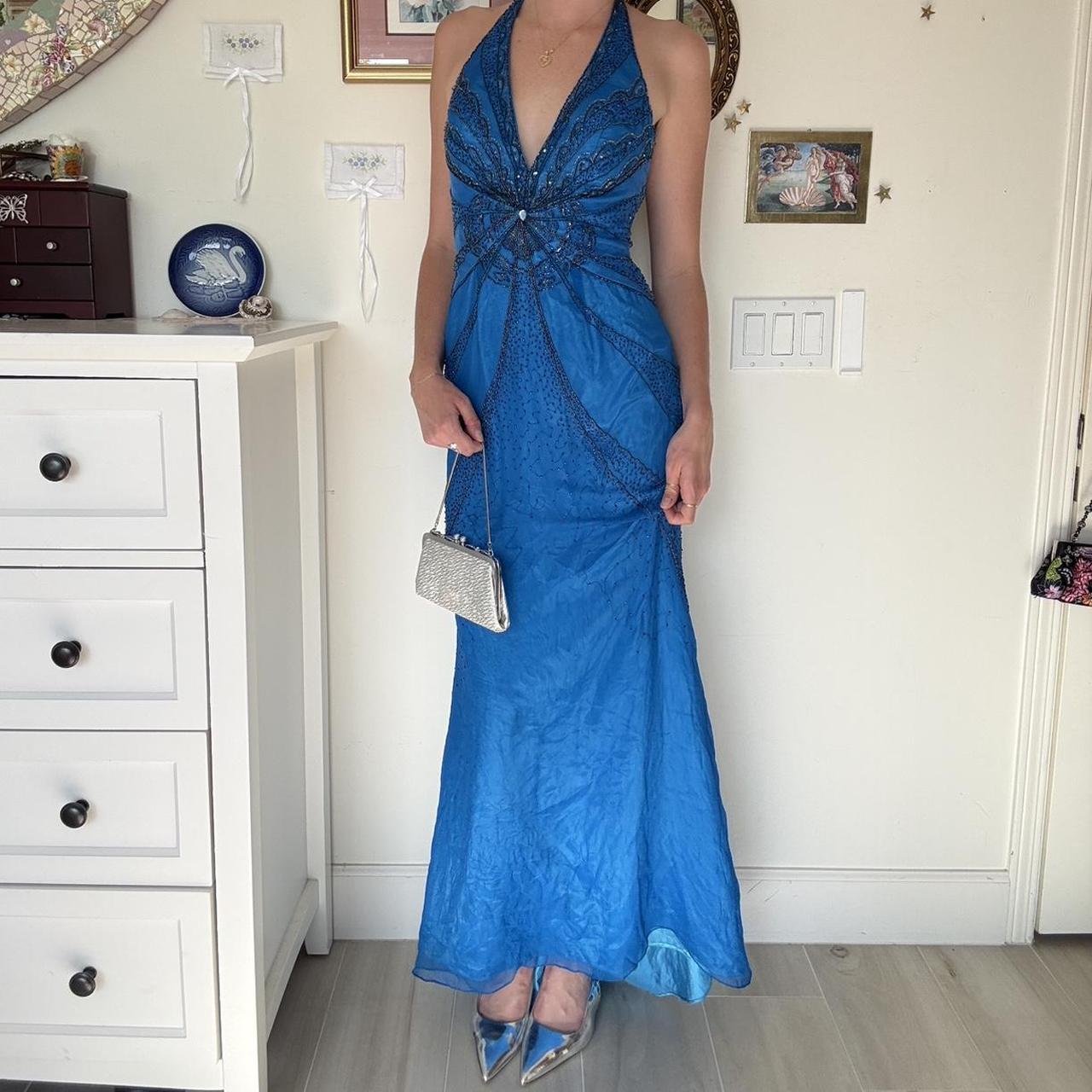 Blue Beaded Sparkling Long Fashion Prom Dress Evening Dress Party Dress nv4681