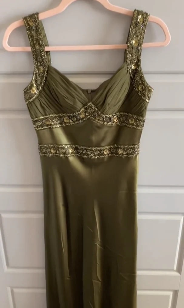 Elegant Sheath Olive Green Prom Dresses Long Formal Dress nv1703