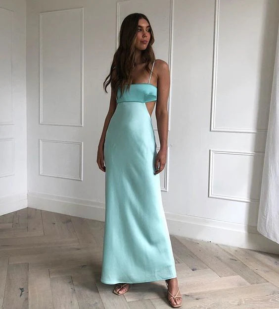 Simple Spaghetti Strap Long Ball Gown Birthday Dress Evening Dress nv1763