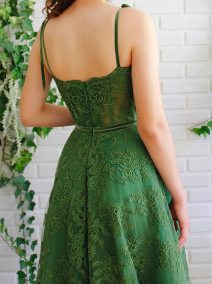 Green Lace Long Formal Graduation Dresses Birthday Outfits nv1654