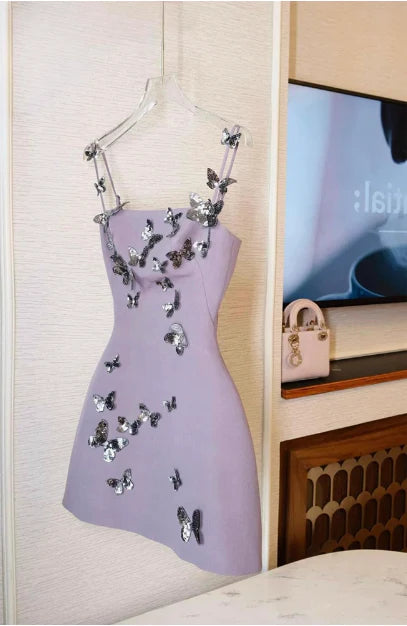 Purple Butterfly Short Homecoming Dress Birthday Party Dress nv5061
