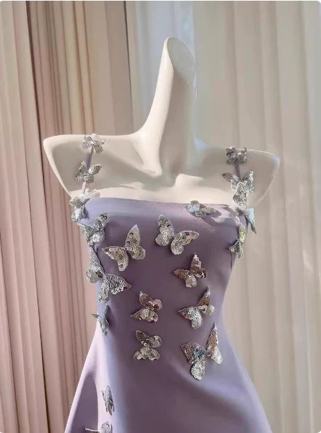 Purple Butterfly Short Homecoming Dress Birthday Party Dress nv5061