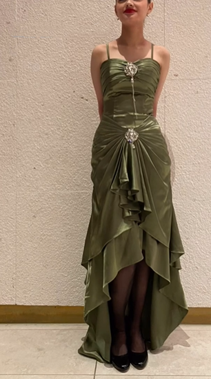 Green spaghetti strap bodycon long ball gown evening dress nv1965