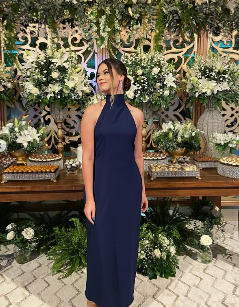 Navy Blue Simple Elegant Halter Neck Off Shoulder Slim Fashion Long Satin Ball Gown Evening Dress Party Dress nv2562