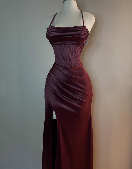 Orange Sexy Elegant Fashion Long Satin Party Dress Evening Gown Prom Dress nv4591