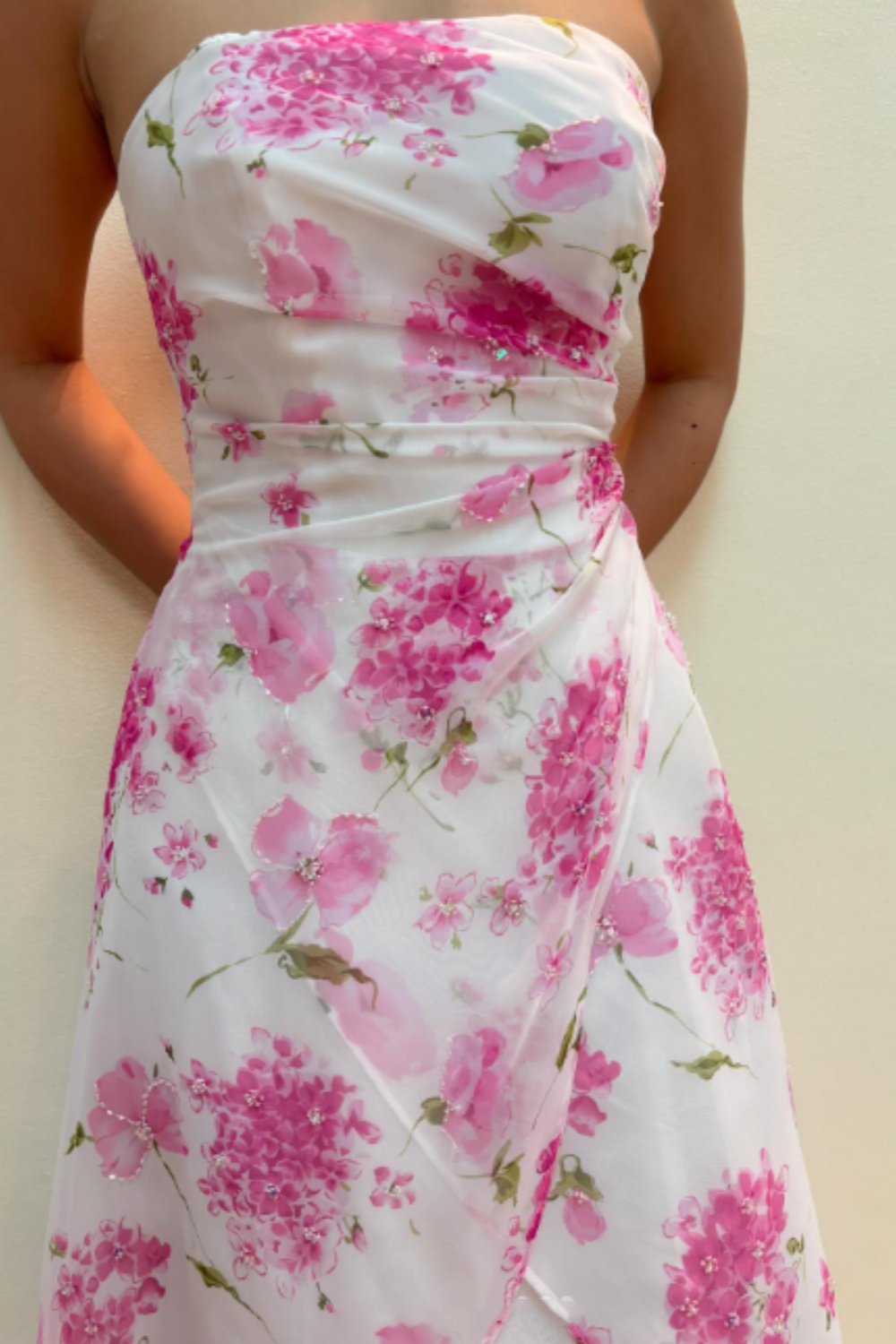 NiceVestidos--Pink Exquisite Floral Long Chiffon Prom Dress Homecoming Dress Fairy Dress Nv5584