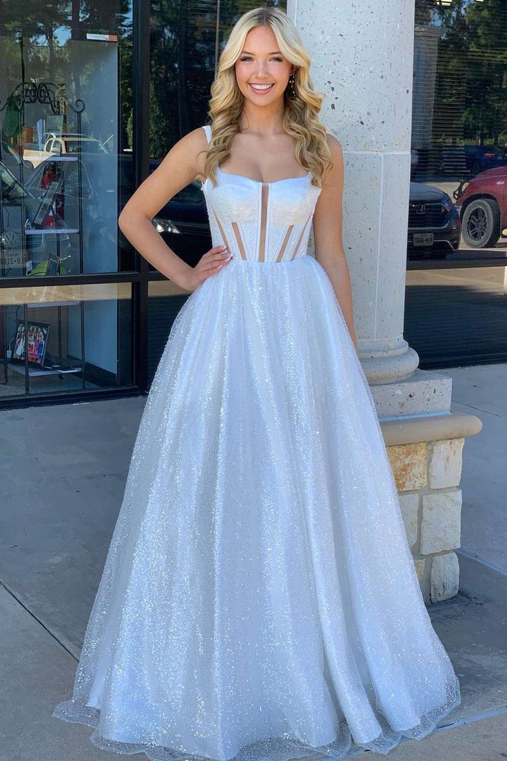 Square Neck Sequin A-Line Prom Dress nv1311