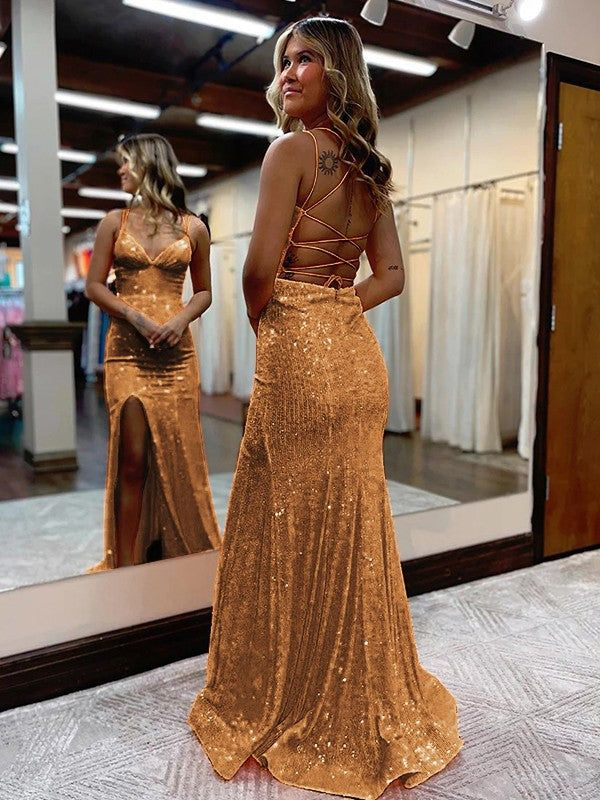 Sheath Ruched V-neck Sleeveless Brush Train Dress nv1115