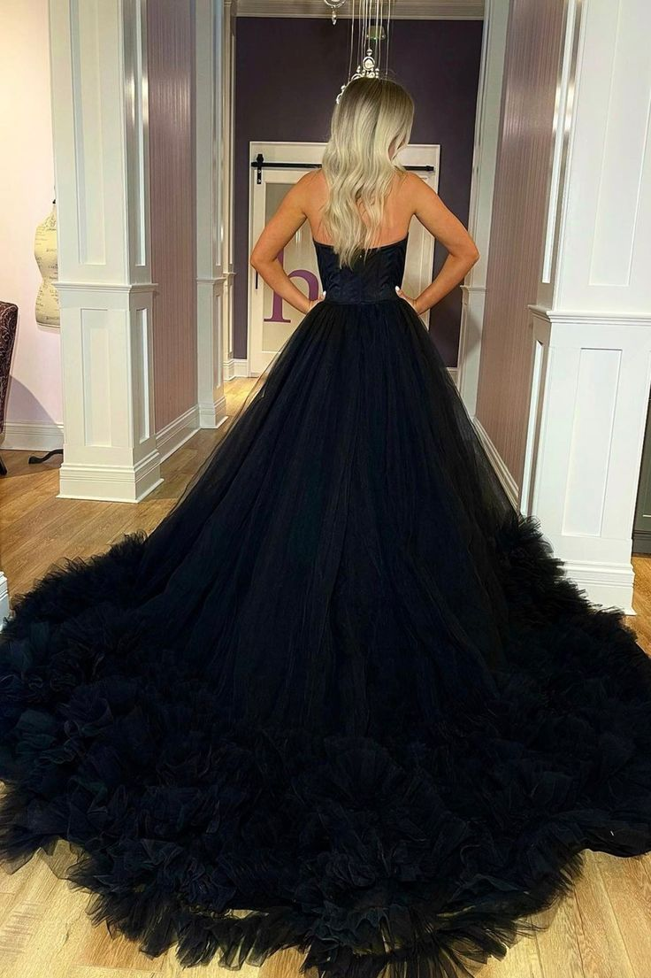 Strapless Tulle Long Ball Gown, A-Line Evening Gown nv1333