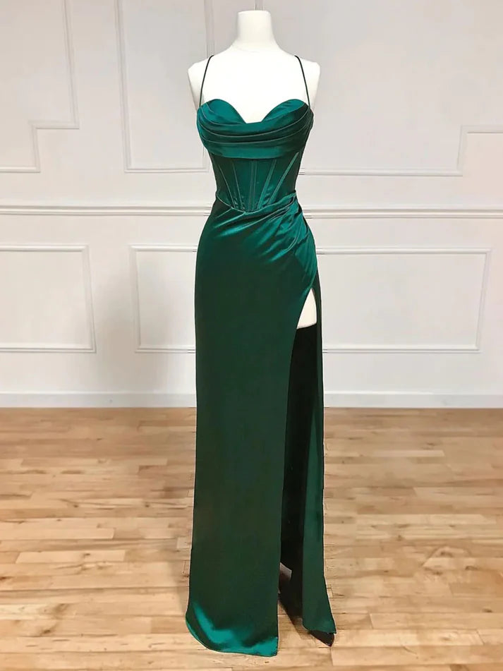 Sweetheart Neck Green Mermaid Long Prom Dresses nv1557