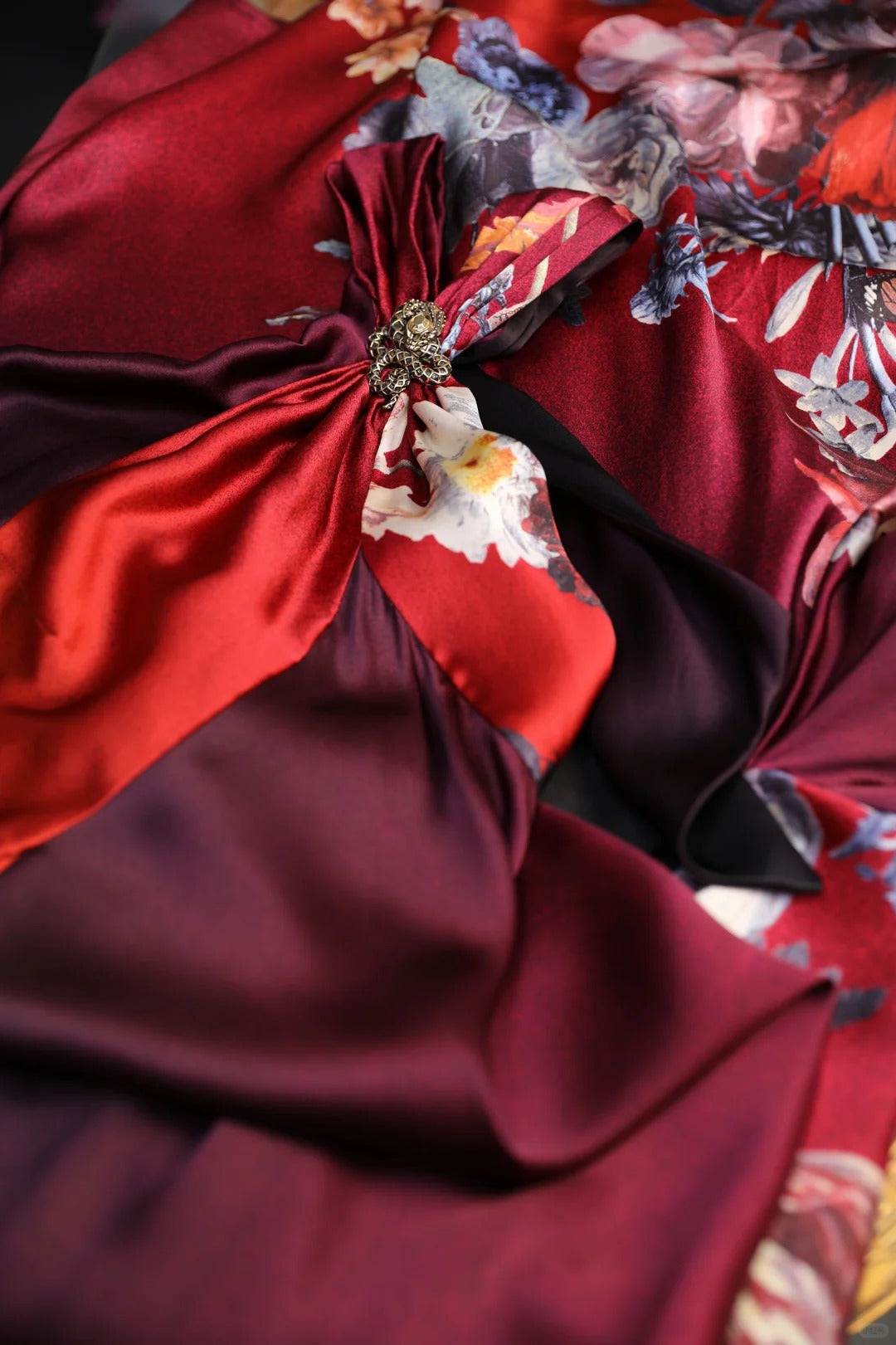 Red Charming Floral Long Satin Prom Dress Evening Dress Party Dress nv5137