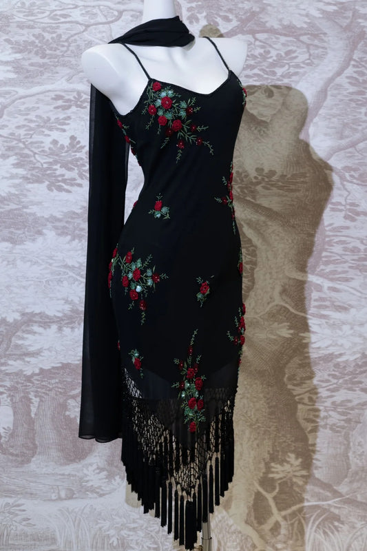 Black Floral Long Chiffon Prom Dress Evening Dress Party Dress nv5131