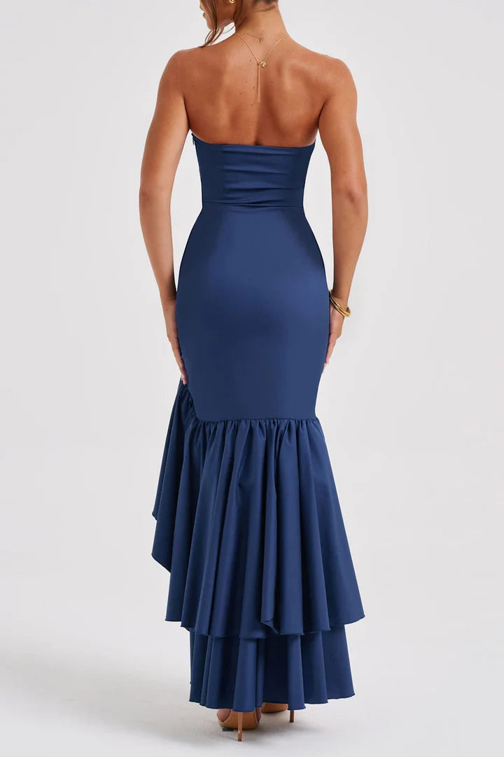 Ruffled Tiered Slit Sleeveless Midi Dress nv1620