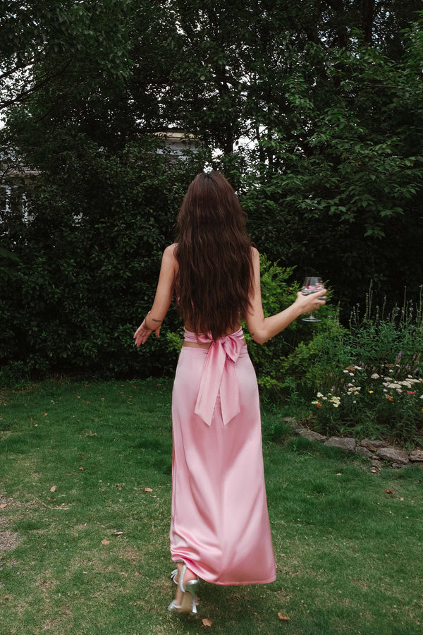 Pink fashion elegant sling bow backless design long ball gown evening dress dress birthday party dress nv1648