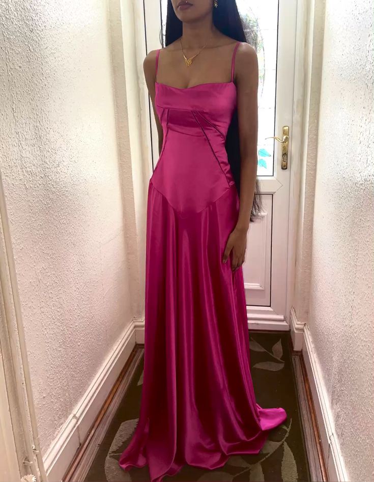 Simple Brown Spaghetti Straps A Line Prom Dress Party Dress nv1713