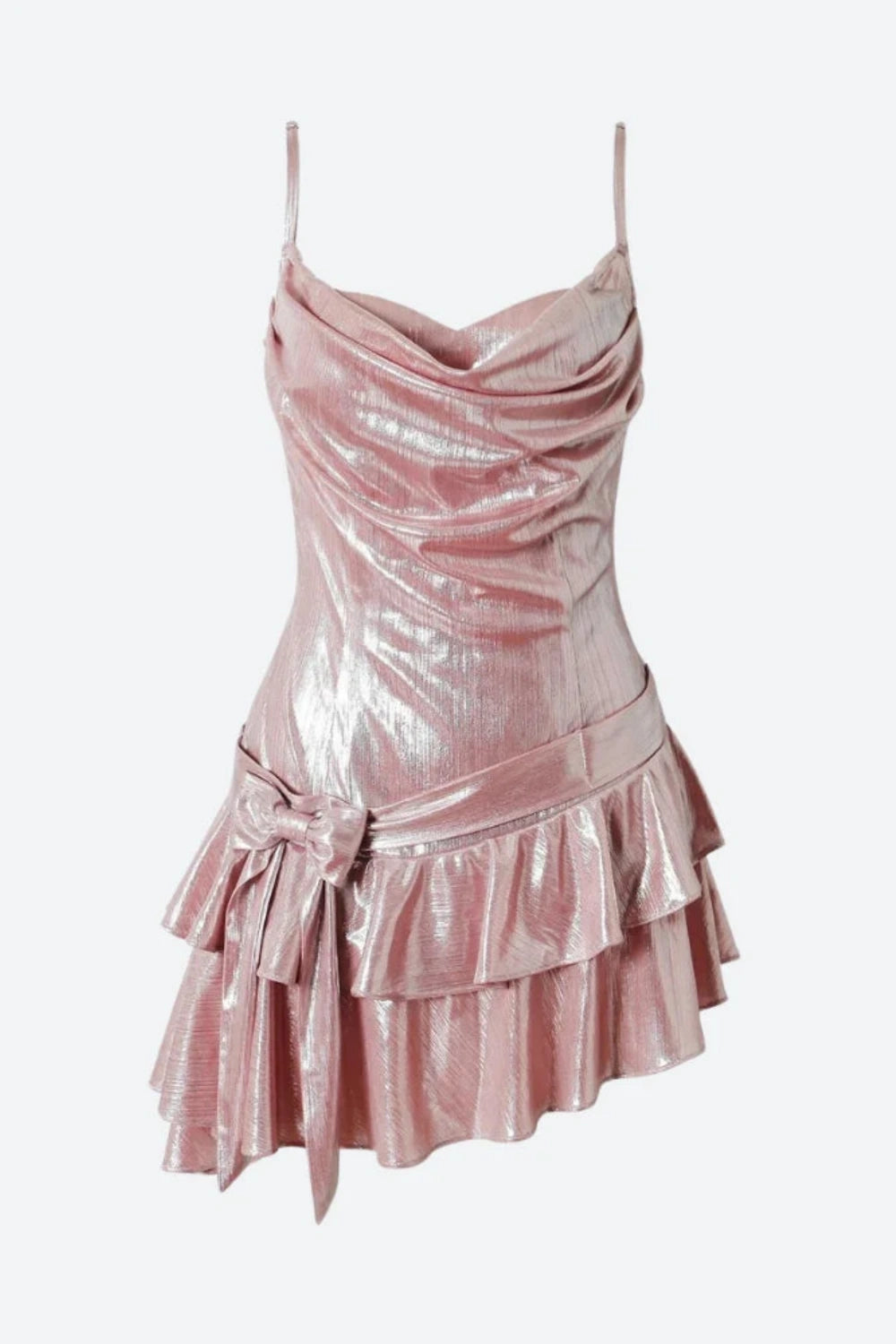Sweet Spaghetti Strap Ruffle Short Satin Girls Mini Homecoming Dress Party Dress nv5438