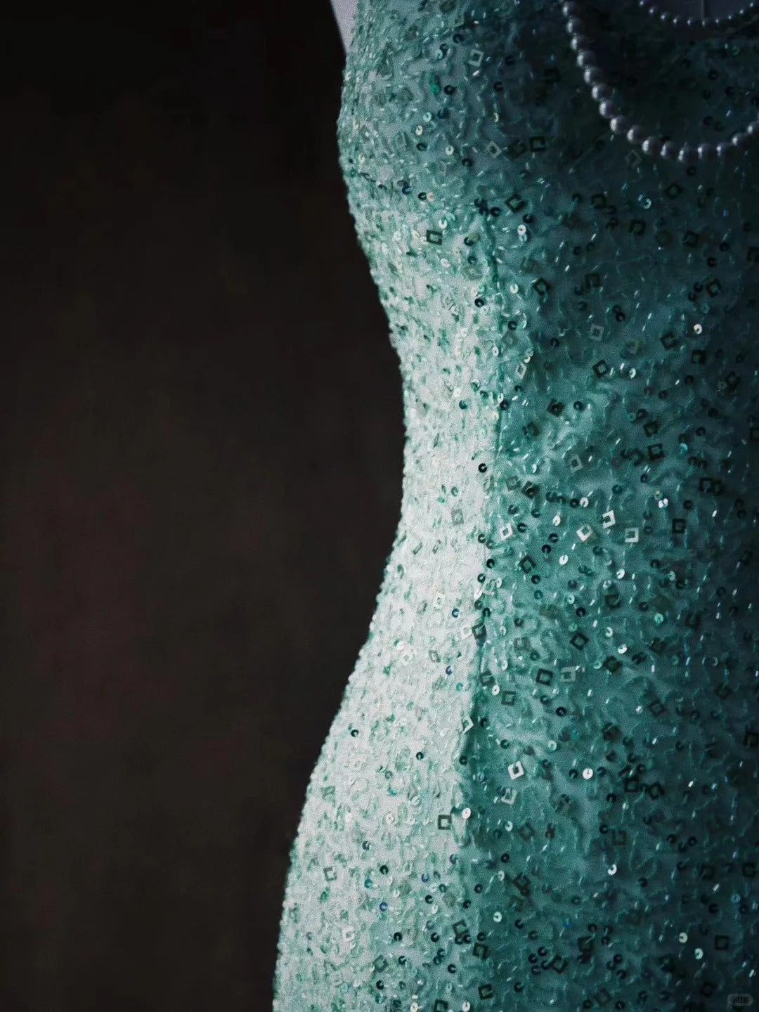 Green sequins exquisite bead decoration retro long chiffon formal dress NV6611