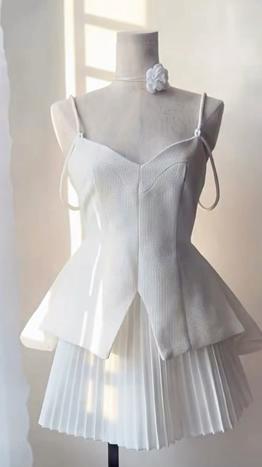 White Fashion Long Satin Homecoming Dress Party Gown nv4867