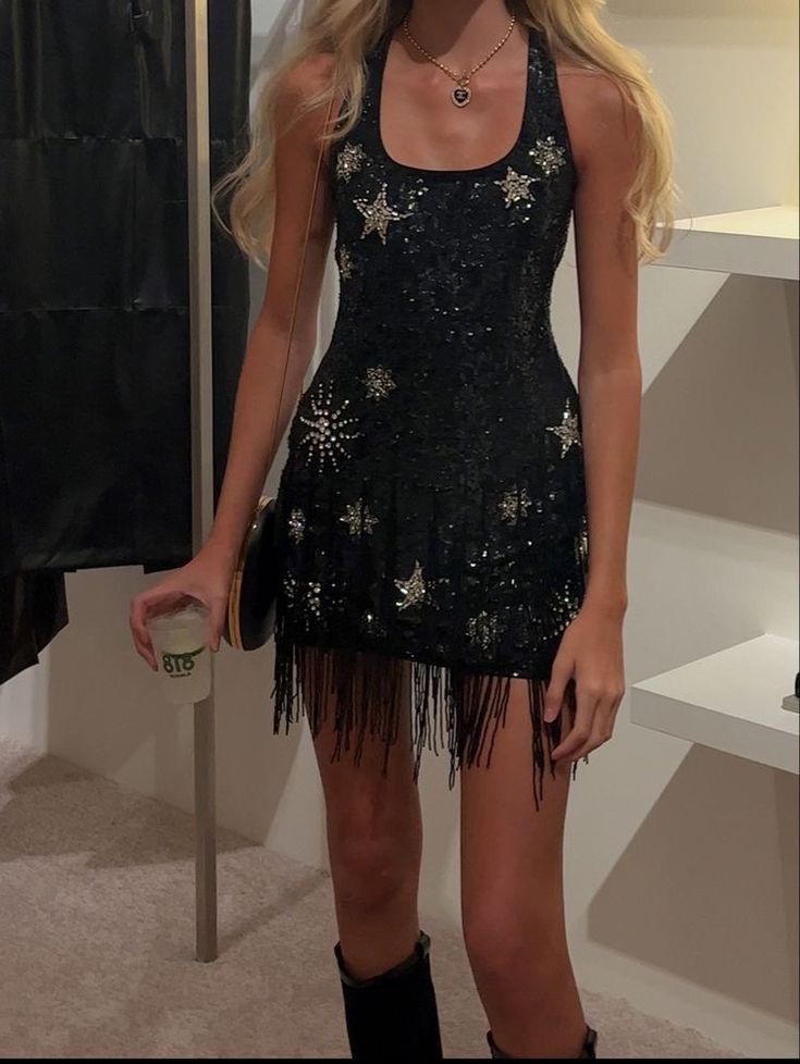 Black shiny sequins short homecoming dress birthday cocktail party dress nv4659