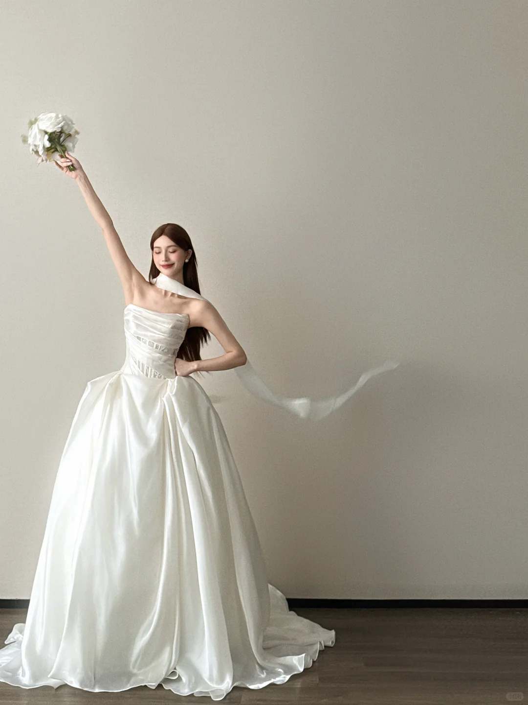 Strapless Satin Wedding Dress Cutout Corset A Line Bridal Gown NV7114