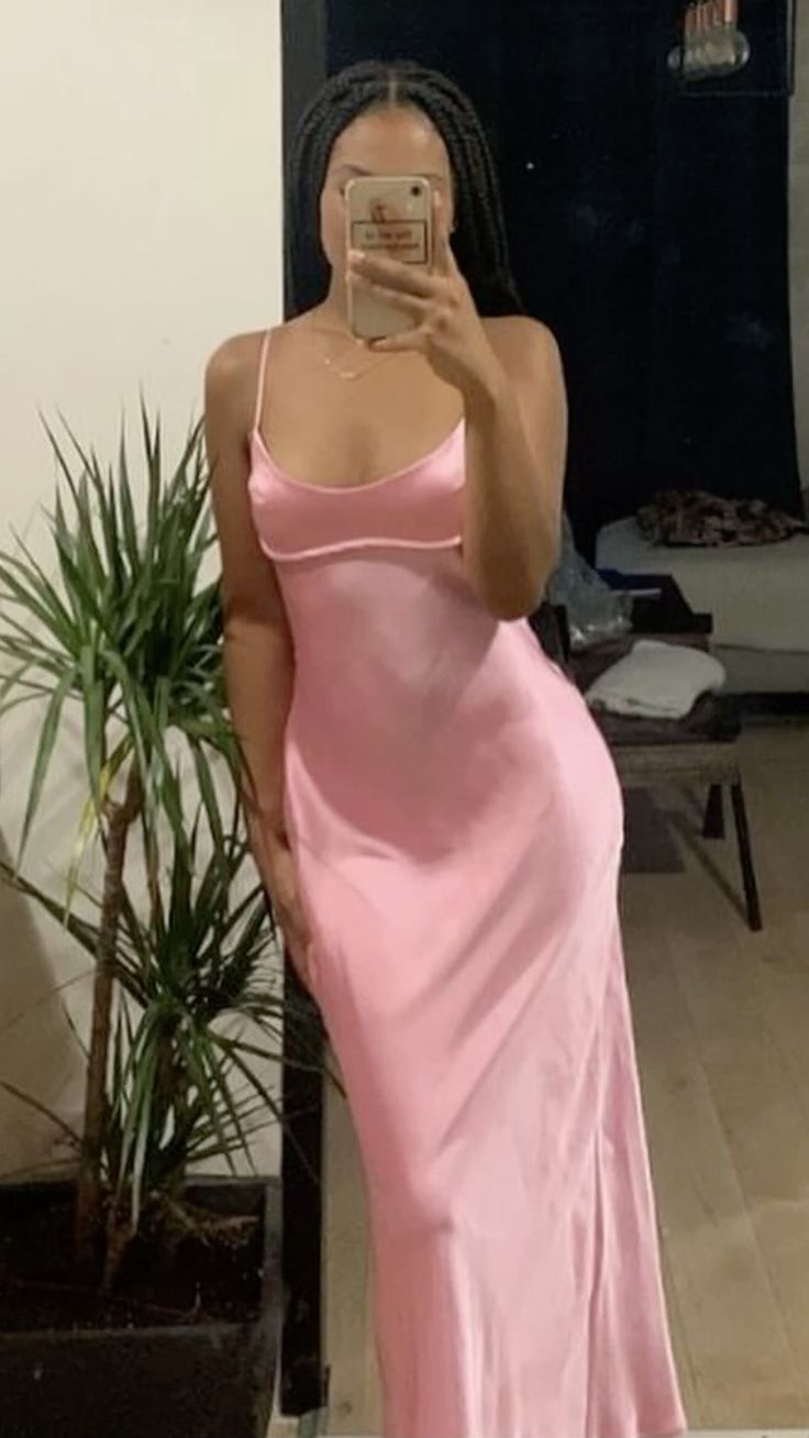 🌷Light Pink Elegant Beautiful Charming Long Satin Prom Dress Evening Dress Party Dress Prom Dress nv3993