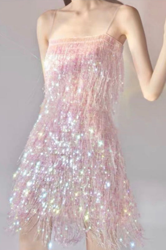 Pink Gorgeous Exquisite Beaded Short Dress nv5439